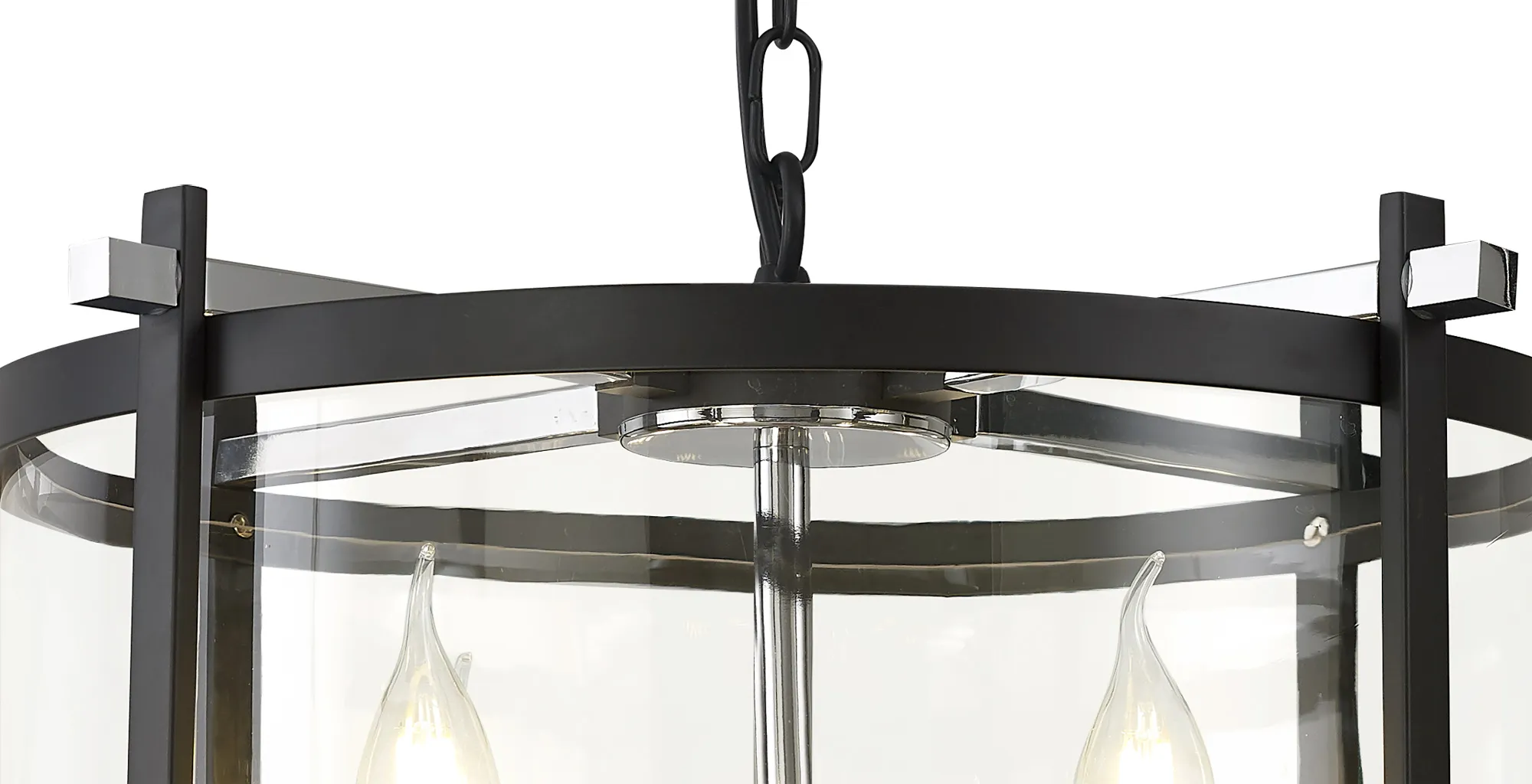 Nolan 46cm Glass Pendant 4 Light Black/Polished Chrome D0640  Deco Nolan